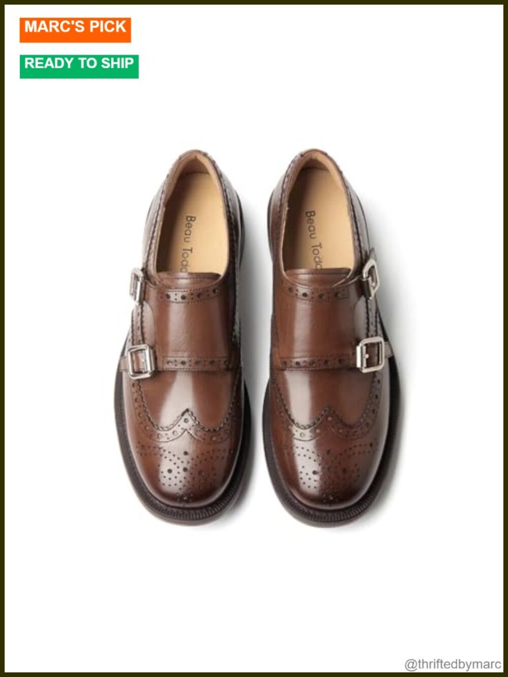 Monk Strap Loafers Cap Toe Leather Business Casual Shoes